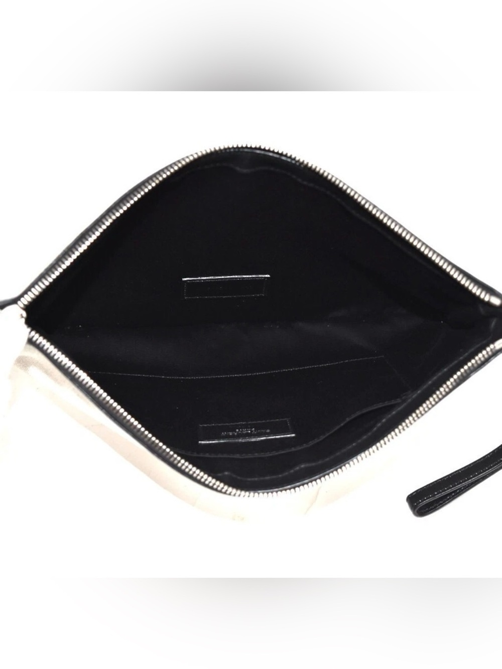 Saint Laurent Rive Gauche Crossbody/Clutch Bag Coated Canvas Leather Ivory Black - Picture 10 of 16